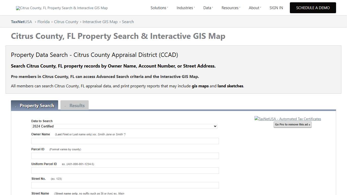 Citrus County, FL Property Search & Interactive GIS Map