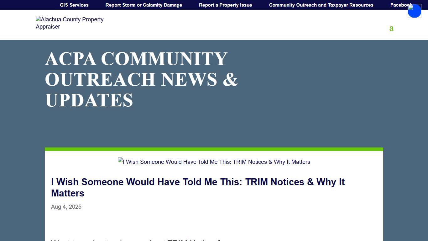 Community Outreach News - Alachua County Property Appraiser